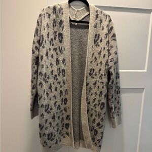 Gray and Black Open-Front Cardigan Sweater